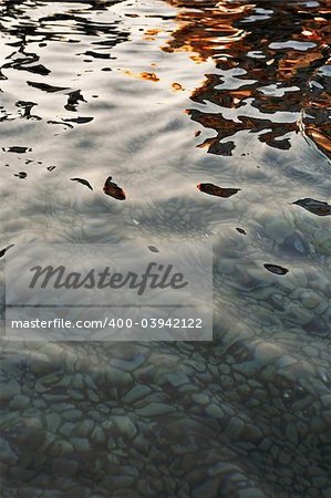 Wavy water surface translucent reflection background perspective