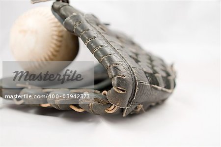 Softball Mit and Ball Isolated on white