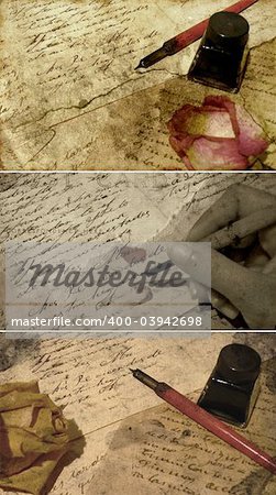 - sepia toned handwriting with roses