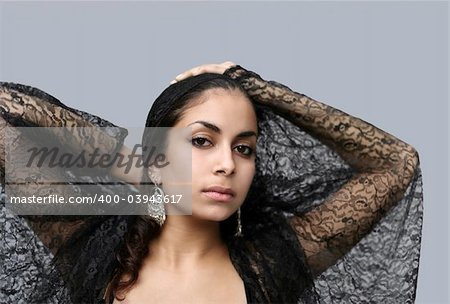 Beautiful woman in black lace