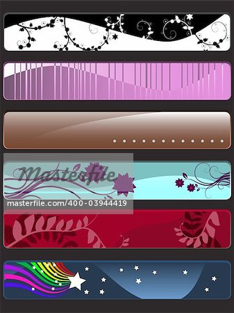 Vector - Many colorful banners with nature theme (floral, vines and retro).