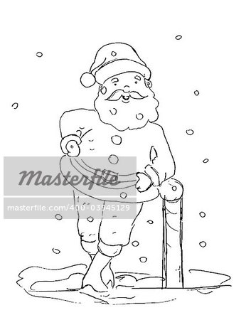 santa claus silhouette isolated over the white background
