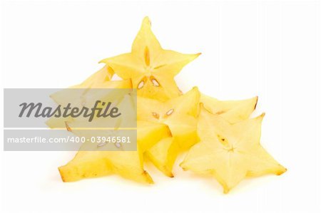 Carambola. Image series of fresh vegetables and fruits on white background