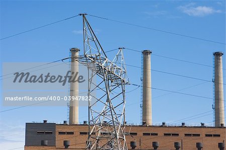 Old coal power station with smoke stacks