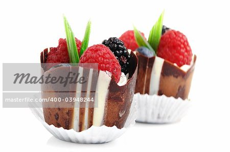 Delicious chocolate cake with berries