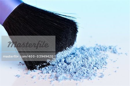 Cosmetic Powder and brush with blue cast