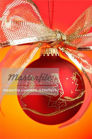 Hanging ball ornament with ribbon