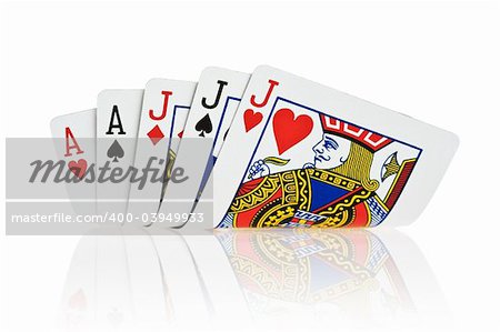 Full House Jack full of Aces on white background