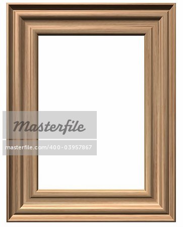 wooden pictureframe on white background