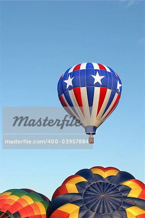 hot hair balloons in stars and stripes design representing the united states flag