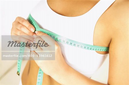 Woman body is being measured