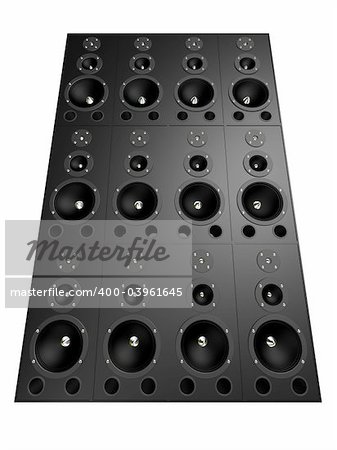 3d rendered illustration of many black speakers