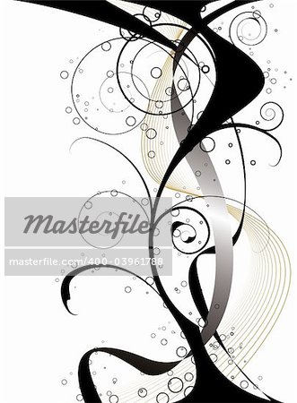 gothic black and gold design with a floral theme and flowing gold lines