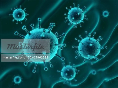 3d rendered close up of of streaming viruses