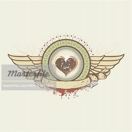 Vector illustration on a gambling subject. hearts suit emblem