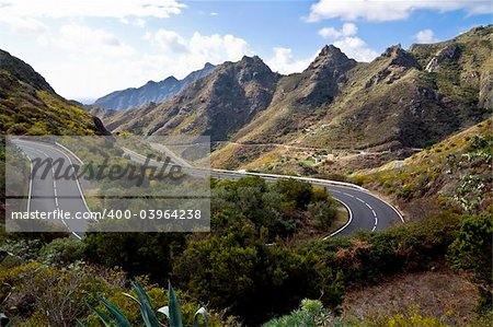 Serpentine scenery in the way to the Teide volcano, Canary islands