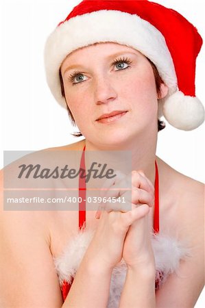 portrait of a beautifull girl dressed up for christmas. File has a clipping path for your covenience.