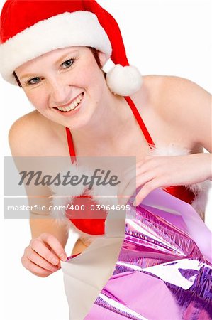 portrait of a beautifull girl dressed up for christmas. File has a clipping path for your covenience.
