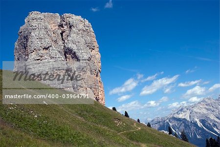 View of Five Towers Dolomites mountain