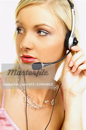 Business Woman with Headset working as call center agent