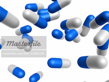 3d rendered illustration of falling capsules