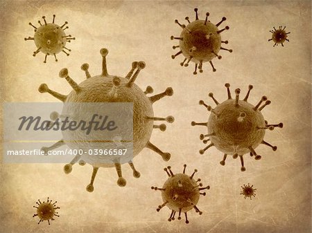 3d rendered illustration of an old paper with viruses