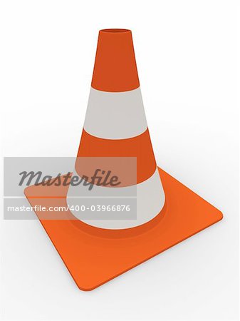 3d rendered illustration of a red and white traffic cone