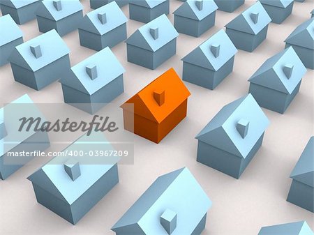 3d rendered illustration of many little houses