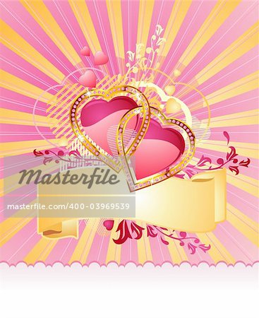 love hearts / with banner and space for your text / valentine /  vector