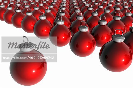 Red Christmas Balls. 3D Render Illustration.