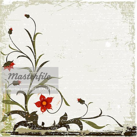 grunge floral design with decorative textured background