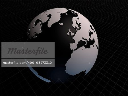 3d rendered illustration of black and grey globe