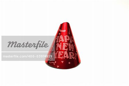 A red and silver party hat ready for a celebration.