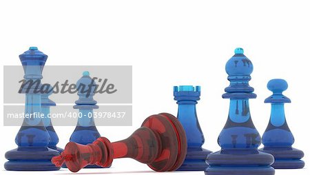 Chess pieces with clipping path , 3d render