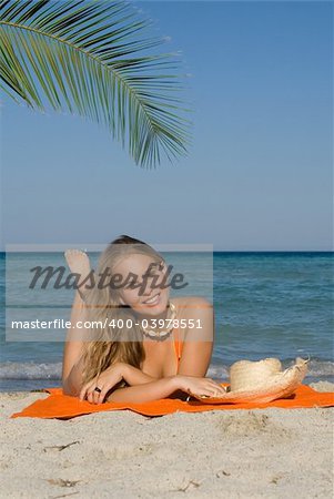 young woman on beach