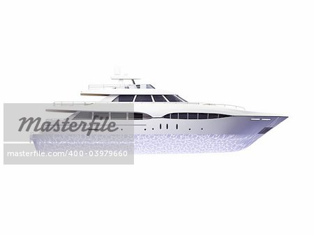 isolated big yacht on white background