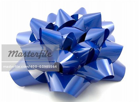 A blue bow isolated against a white background.