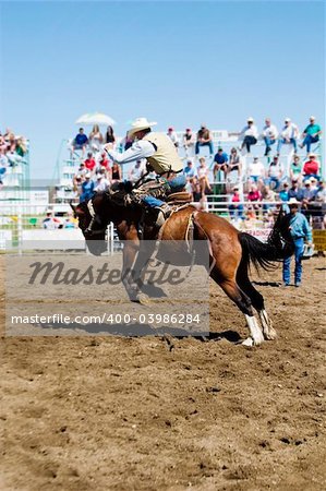 Saddle Bronc riding at a small town rodeo