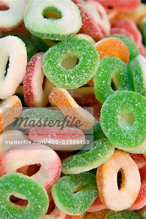 closeup of gummy jelly Wrings candies