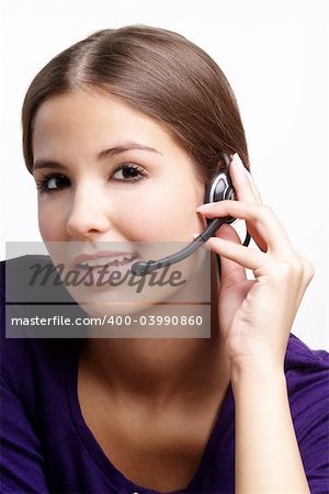 a young woman with brown hair and headset