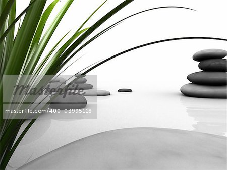 3d rendered illustration of some stones and green grass