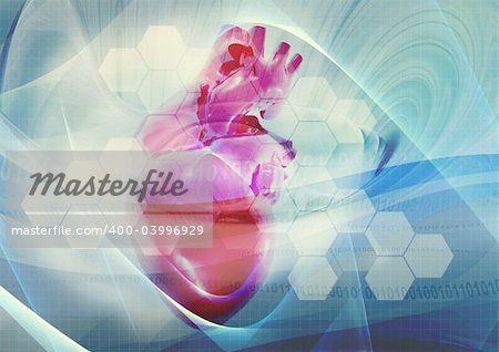 heart on blue and abstract background