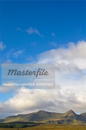 The Storr with the cloudy sky, Trotternish Peninsula, Isle of Skye, Scotland