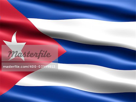 Computer generated illustration of the flag of the Republic of Cuba with silky appearance and waves