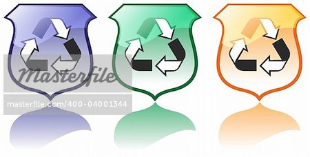 Set of Three High Quality Recycling Icons Vectors