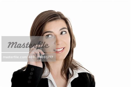 Portrait of a young beautiful businesswoman talking on her mobile phone