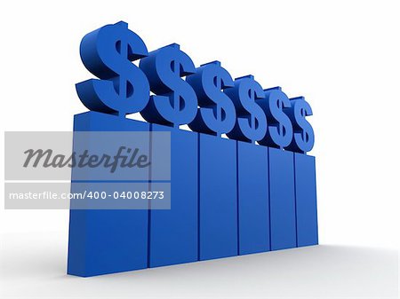 3d rendered illustration of a blue statistic with dollar signs