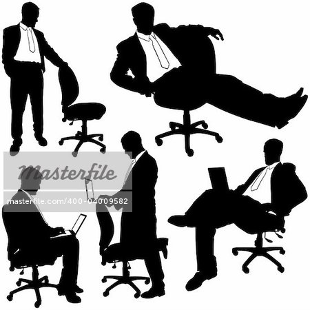 Business Silhouettes 23 - Manager and rolling chair - illustrations as vector.