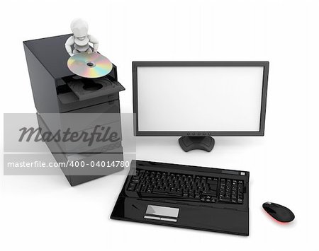 3D render of someone working on a computer