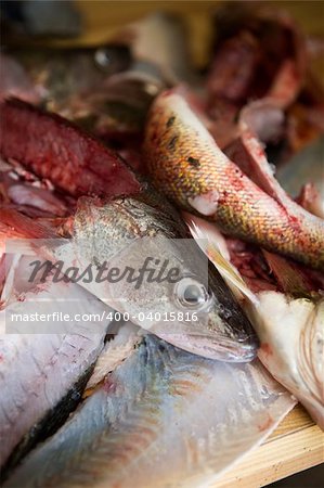 A detail image of fish freshly filleted